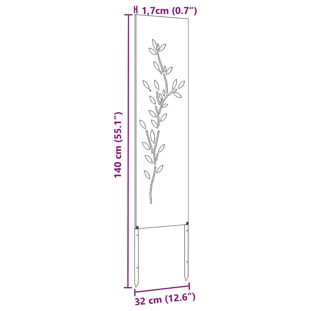 Tuin decoratief paneel Zilver 32 x 140 cm Roestvrijstaal