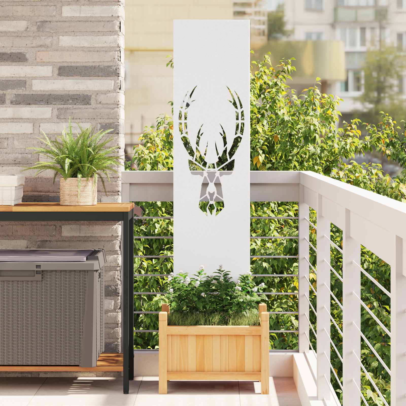 Tuin Privacy Screen Wit 32 x 140 cm Koudgewalst staal