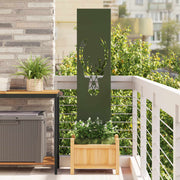 Tuinscherm privacy 32x140 cm olijfgroen staal