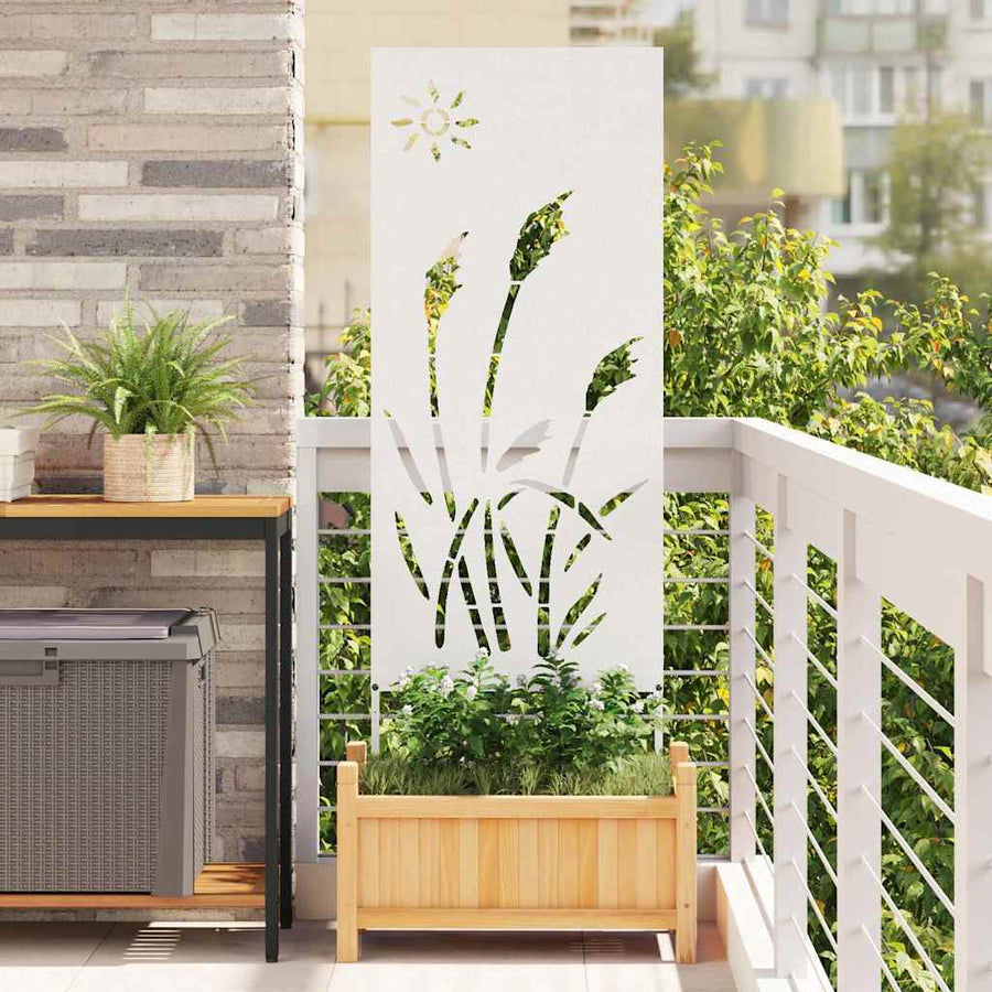 Tuin Privacy Screen Fretwerk Wit 50 x 140 cm Koudgewalst staal