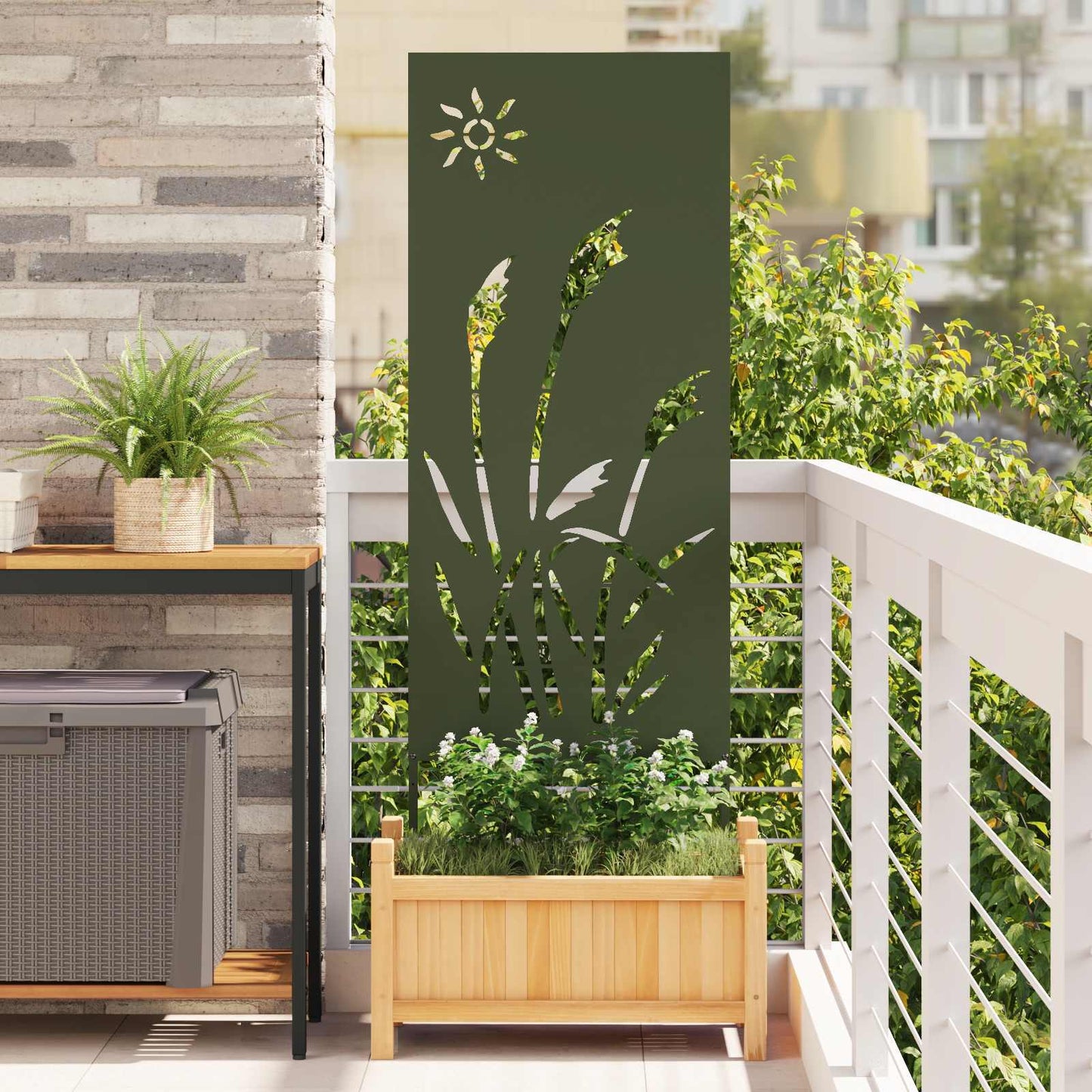 Tuin Privacy Screen Olijfgroen 50 x 140 cm Koudgewalst staal