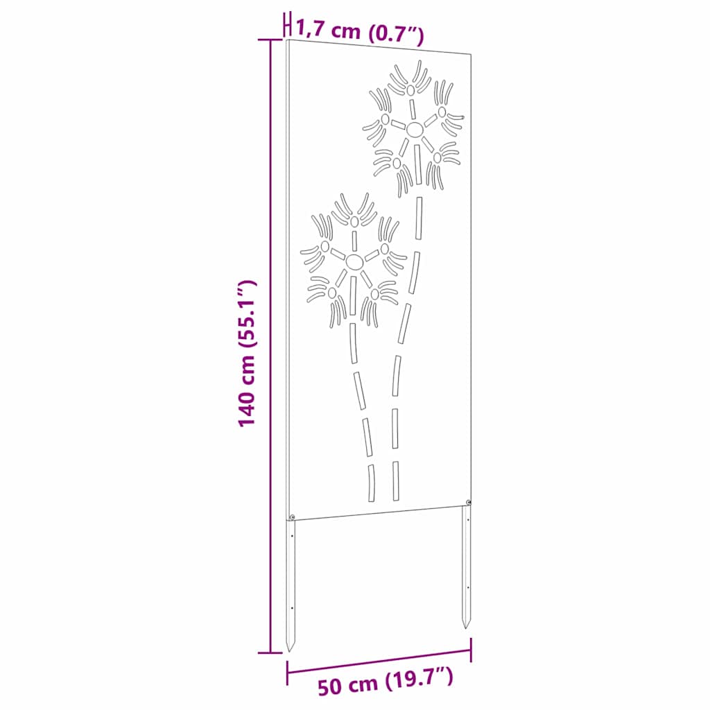 Tuin decoratief paneel Zwart 50 x 140 cm Koudgewalst staal
