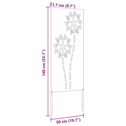 Tuin decoratief paneel Zwart 50 x 140 cm Koudgewalst staal
