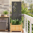 Tuinscherm 50x140 cm zwart bloemen koudgewalst staal