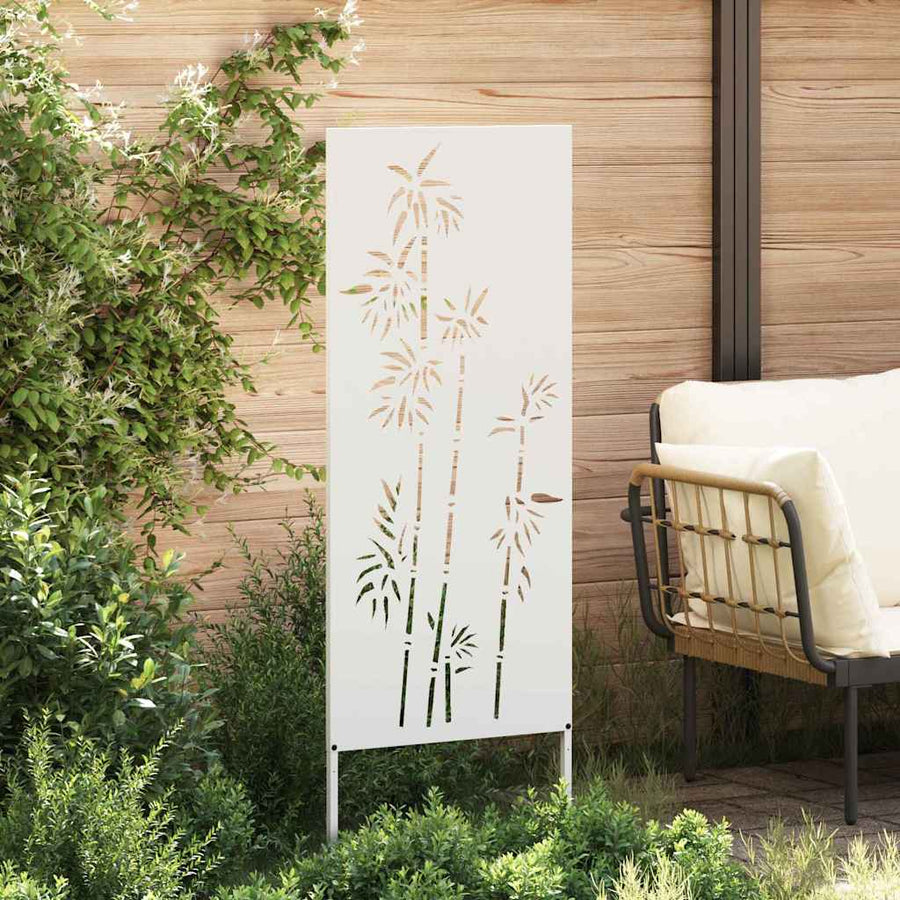 Tuin Privacy Screen Bloemen Wit 50 x 140 cm Koudgewalst staal