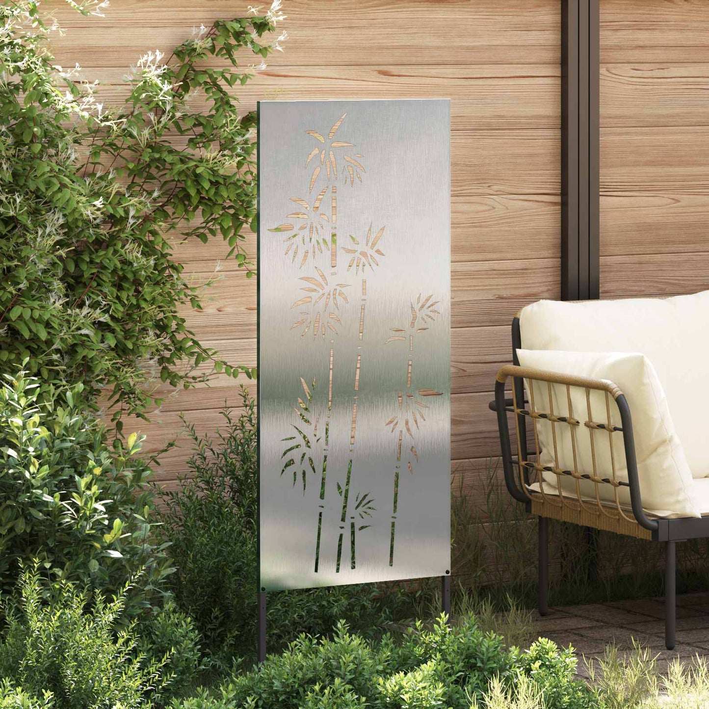 Tuin Privacy Screen Bloemen Zilver 50 x 140 cm Roestvrij staal