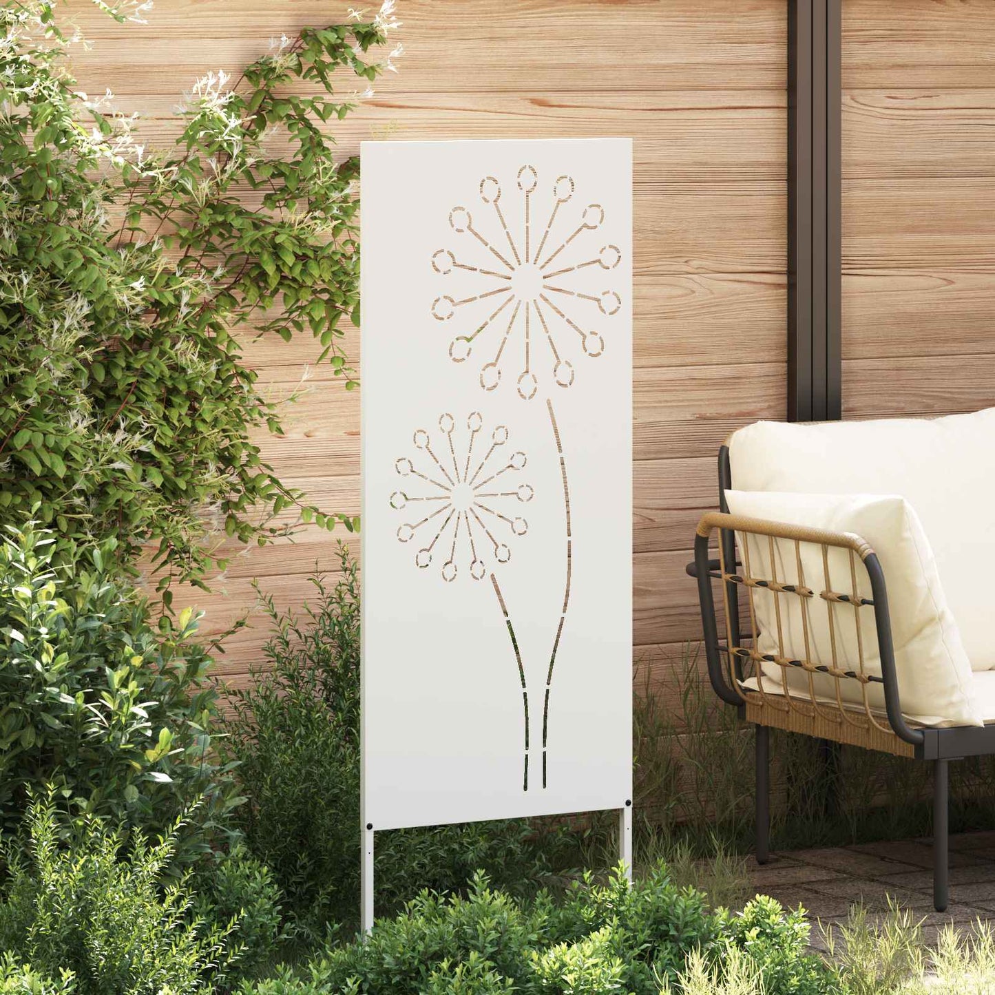 Tuin Privacy Screen Fretwerk Wit 50 x 140 cm Koudgewalst staal