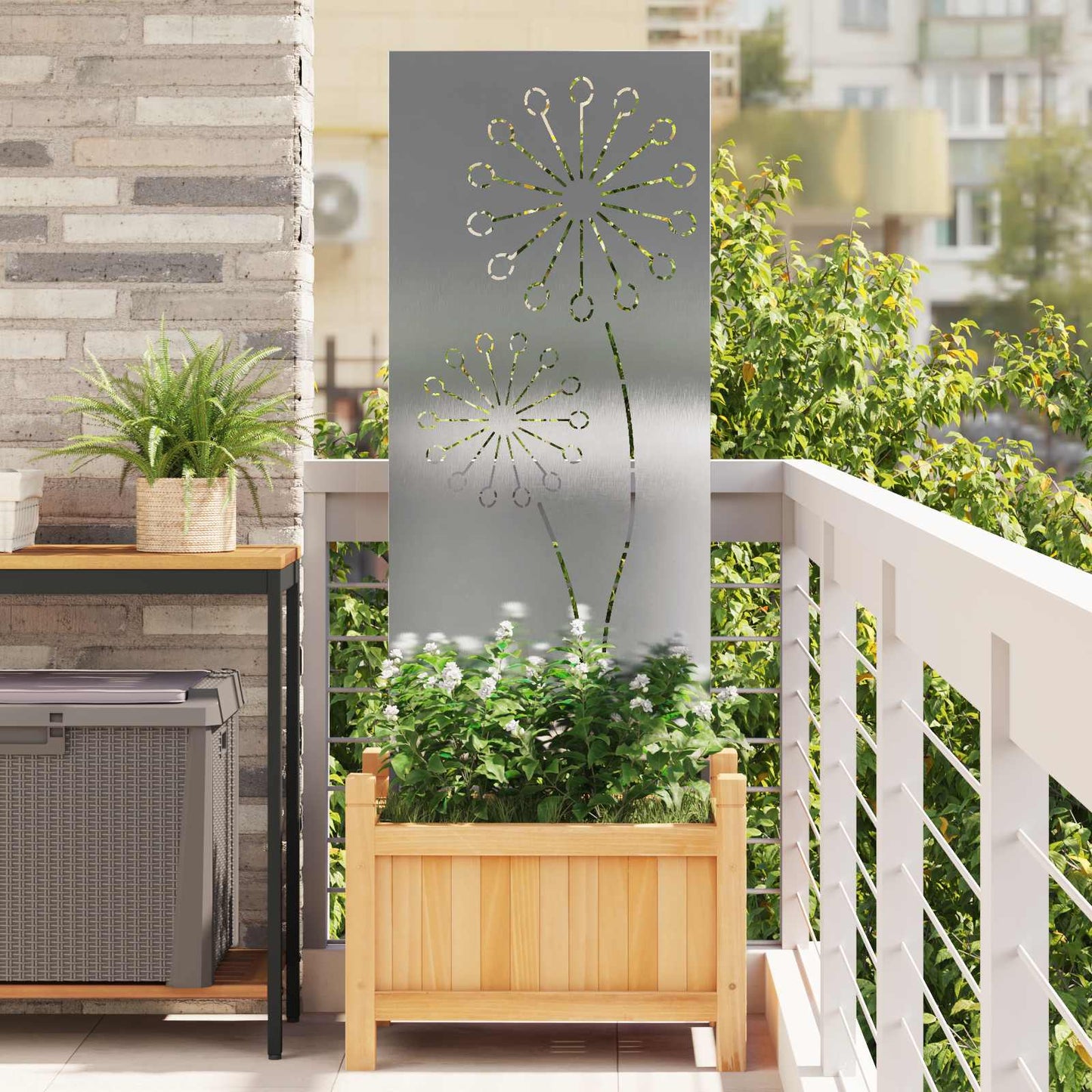 Tuin Privacy Screen Fretwerk Zilver 50 x 140 cm Roestvrij staal