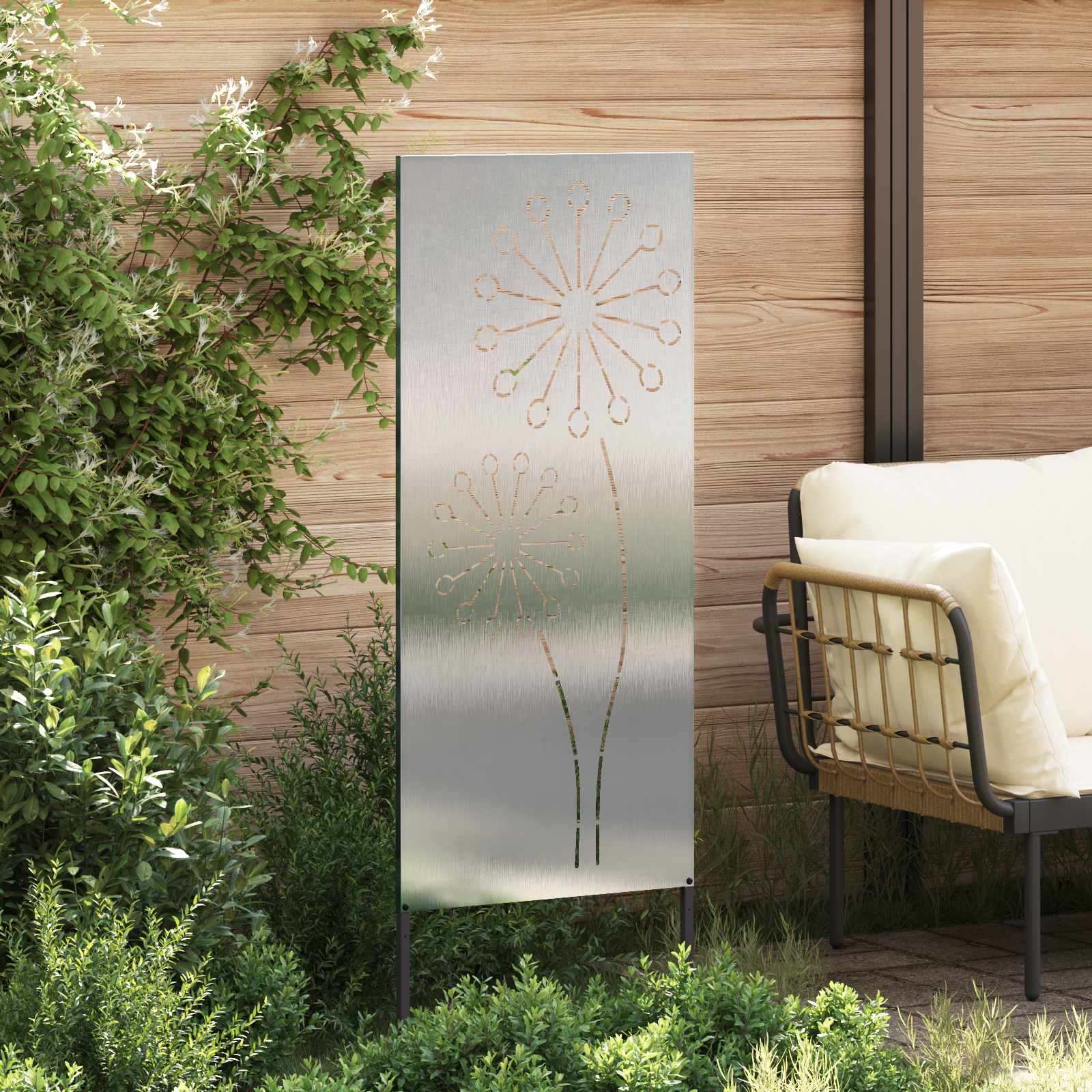 Tuin Privacy Screen Fretwerk Zilver 50 x 140 cm Roestvrij staal