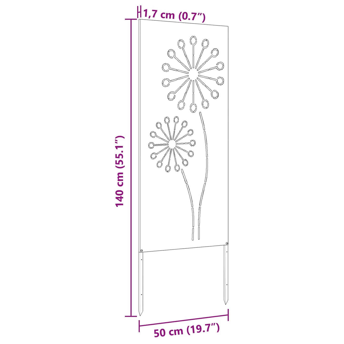 Tuin Privacy Screen Fretwerk Zilver 50 x 140 cm Roestvrij staal