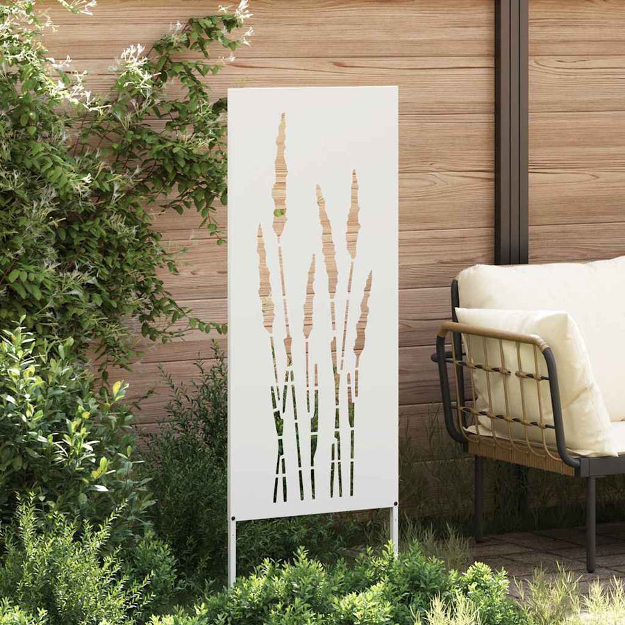 Tuin Privacy Screen Bloemen Wit 50 x 140 cm Koudgewalst staal