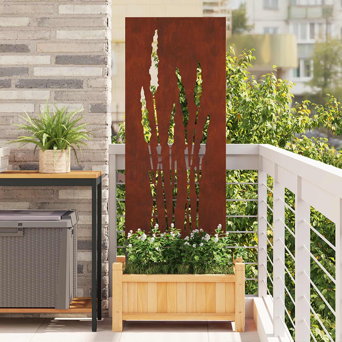 Tuin Privacy Screen Bloemen Roestig 50 x 140 cm weervast staal