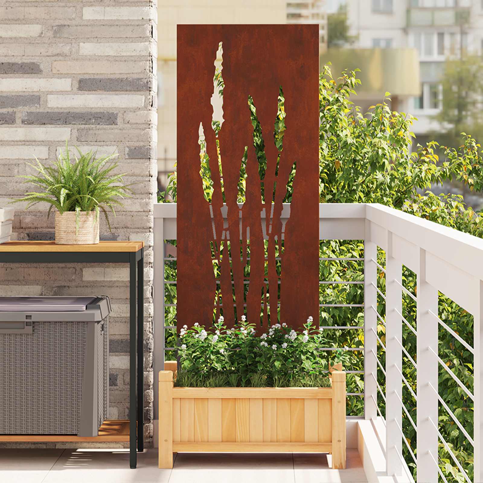 Tuin Privacy Screen Bloemen Roestig 50 x 140 cm weervast staal