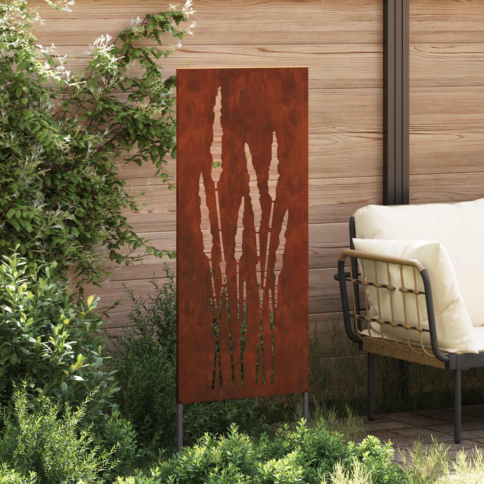 Tuin Privacy Screen Bloemen Roestig 50 x 140 cm weervast staal