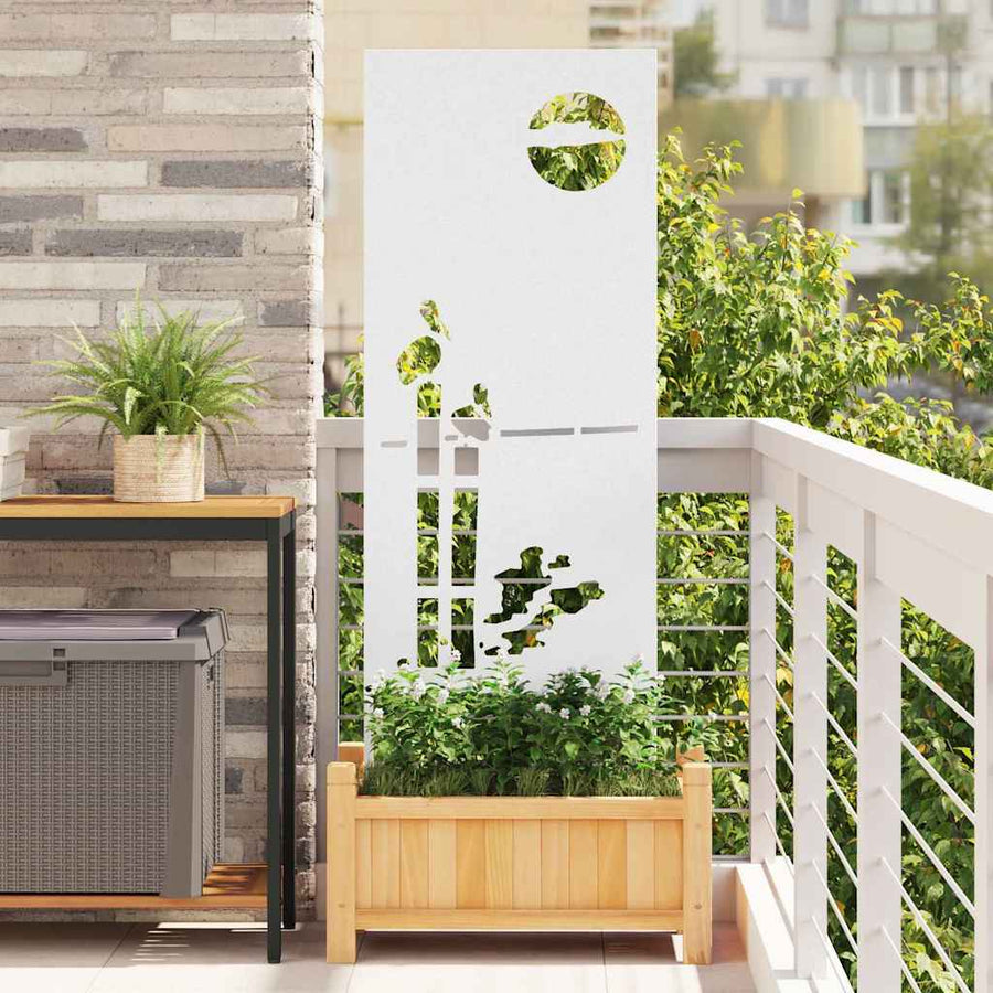 Tuin Privacy Screen Fretwerk Wit 50 x 140 cm Koudgewalst staal