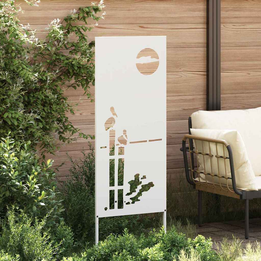 Tuin Privacy Screen Fretwerk Wit 50 x 140 cm Koudgewalst staal