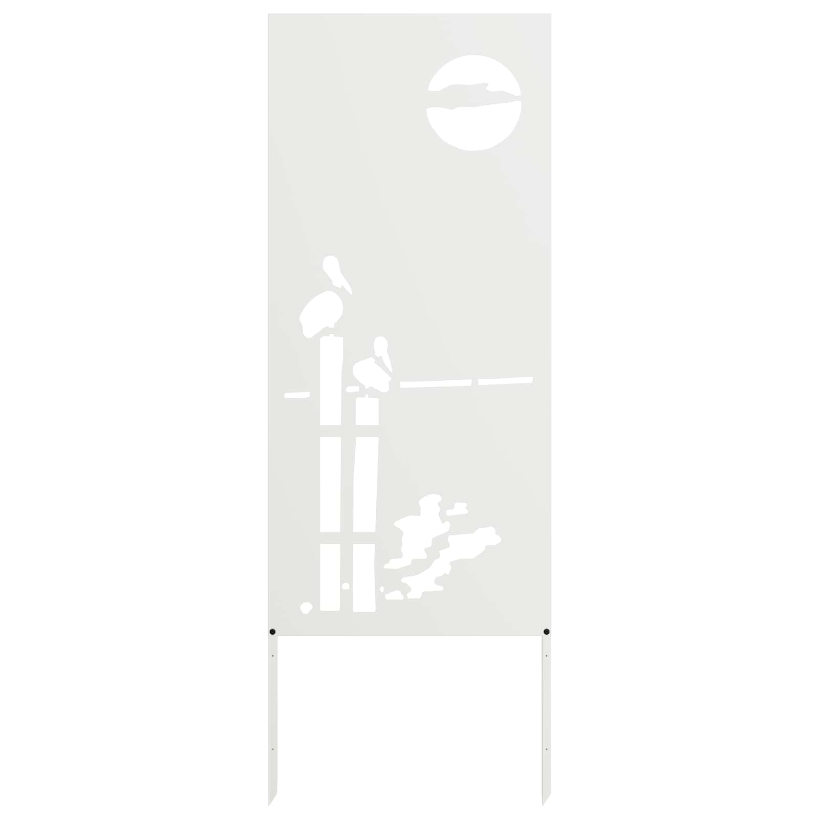 Tuin Privacy Screen Fretwerk Wit 50 x 140 cm Koudgewalst staal