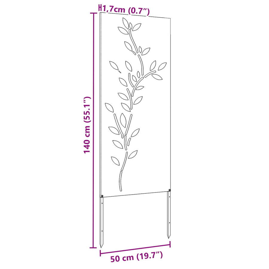Tuin Privacy Screen Bloemen Zilver 50 x 140 cm Roestvrij staal