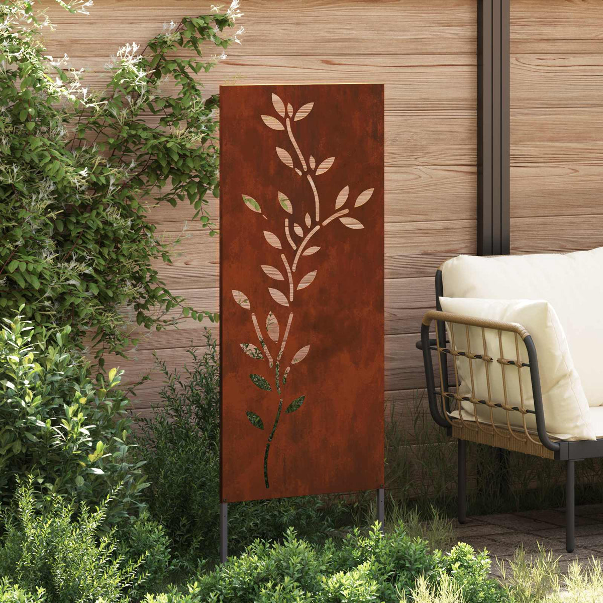 Tuin Privacy Screen Bloemen Roestig 50 x 140 cm weervast staal