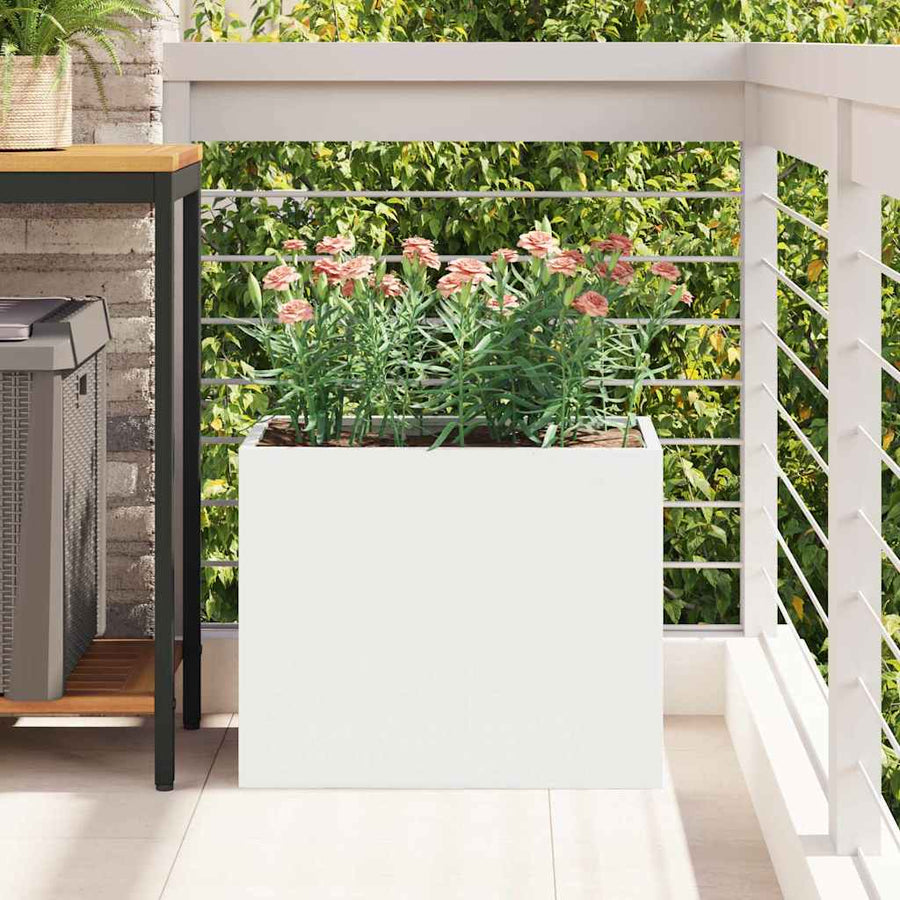 Tuin Bloempot Wit 50 x 32 x 40 cm Koudgewalst staal