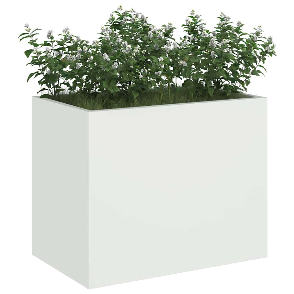 Tuin Bloempot Wit 50 x 32 x 40 cm Koudgewalst staal