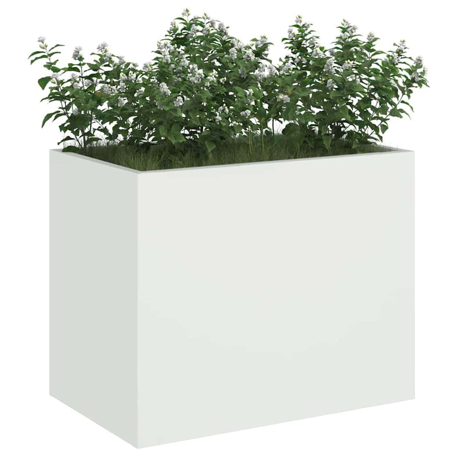 Tuin Bloempot Wit 50 x 32 x 40 cm Koudgewalst staal