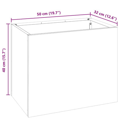 Tuin Bloempot Wit 50 x 32 x 40 cm Koudgewalst staal