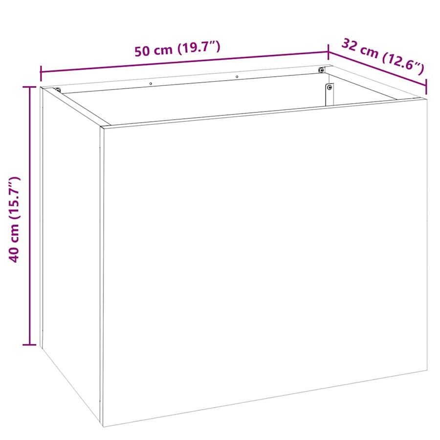 Tuin Bloempot Wit 50 x 32 x 40 cm Koudgewalst staal