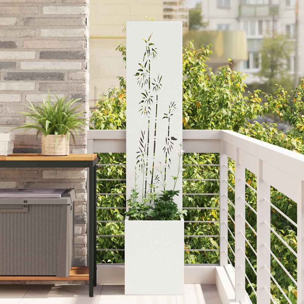 Tuinplant met Decoratief Paneel Wit 32 x 140 cm