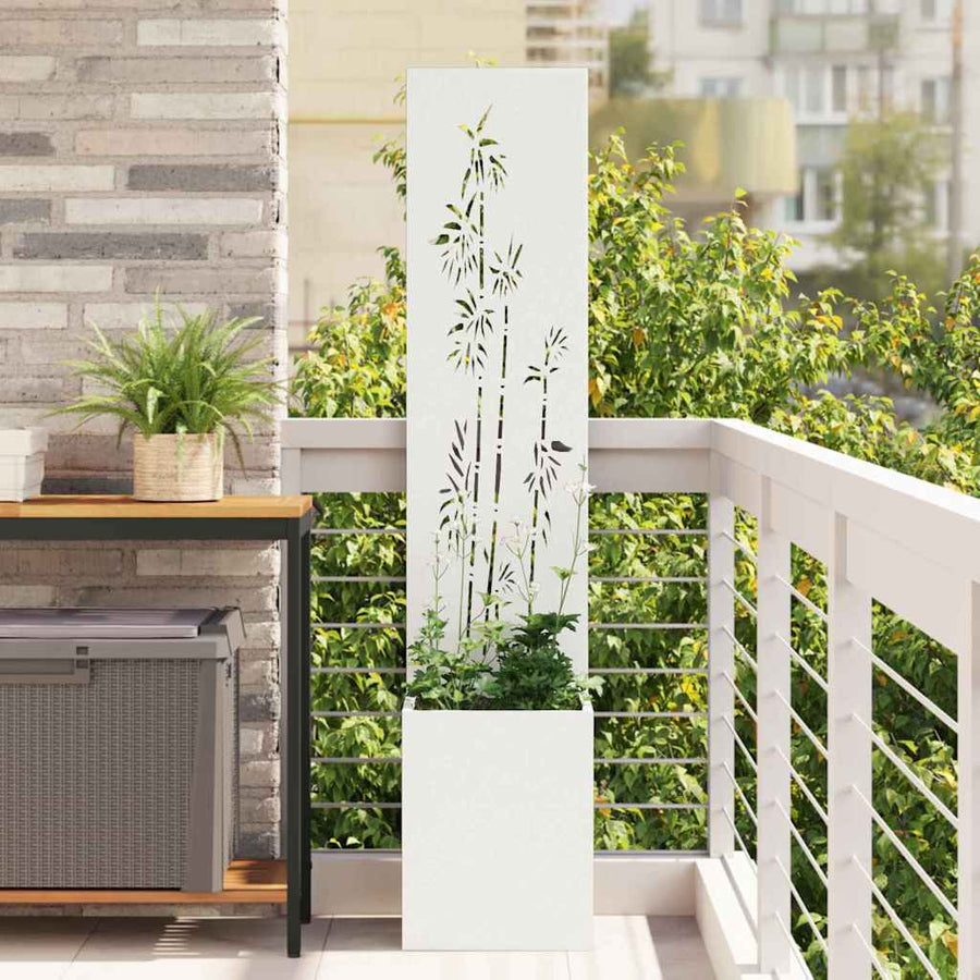 Tuinplant met Decoratief Paneel Wit 32 x 140 cm