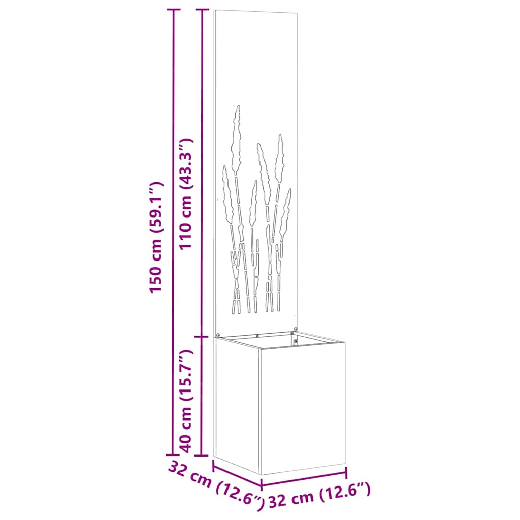 Tuinplant met Decoratief Paneel Zilver 32 x 140 cm