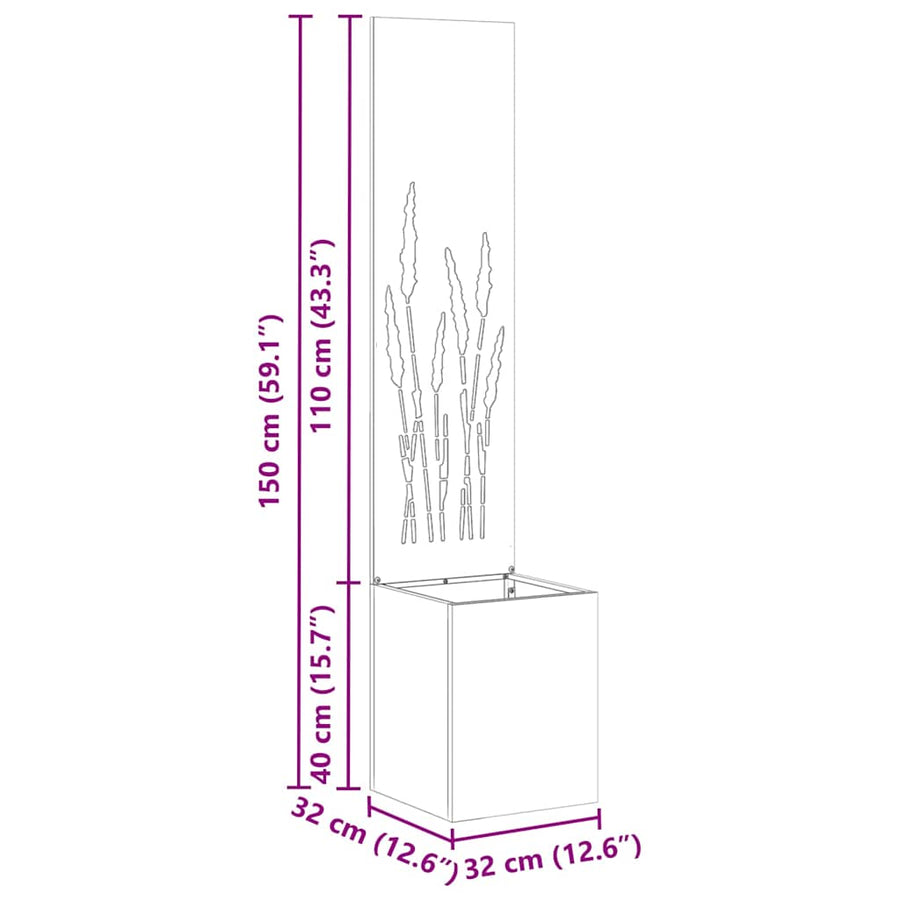 Tuinplant met Decoratief Paneel Zilver 32 x 140 cm