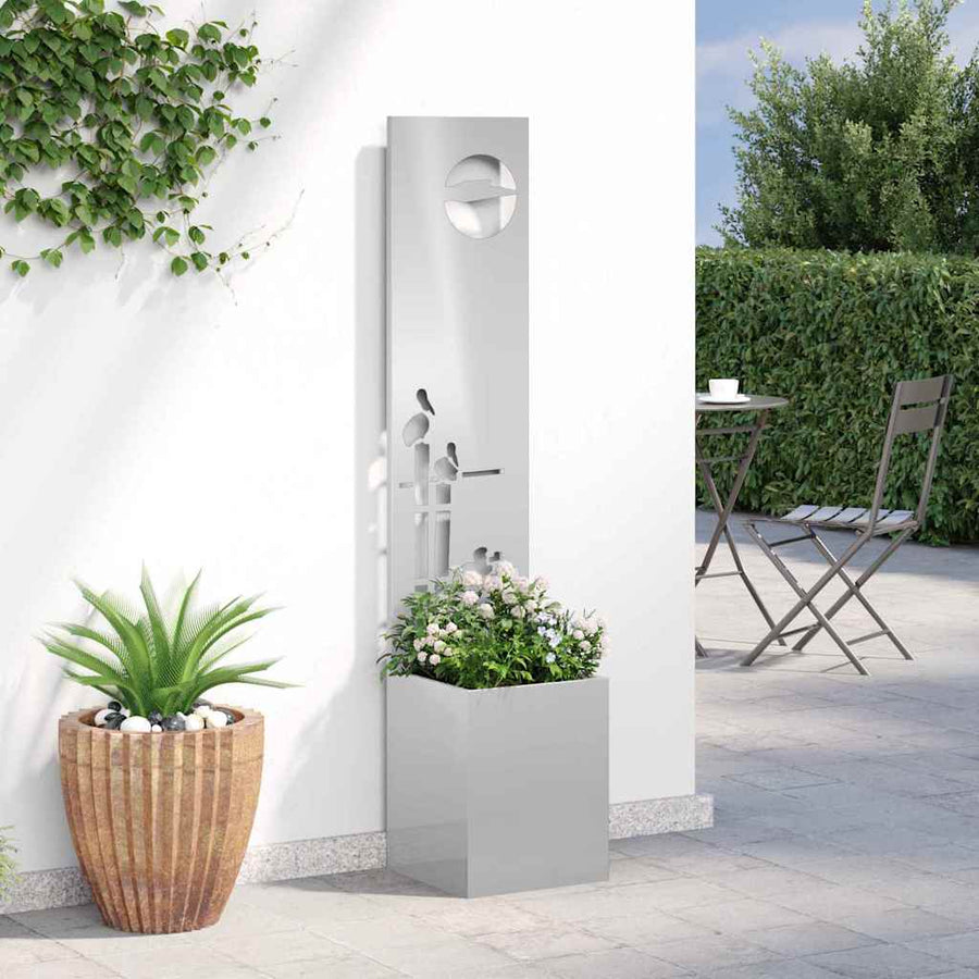 Tuinplant met Decoratief Paneel Zilver 32 x 140 cm