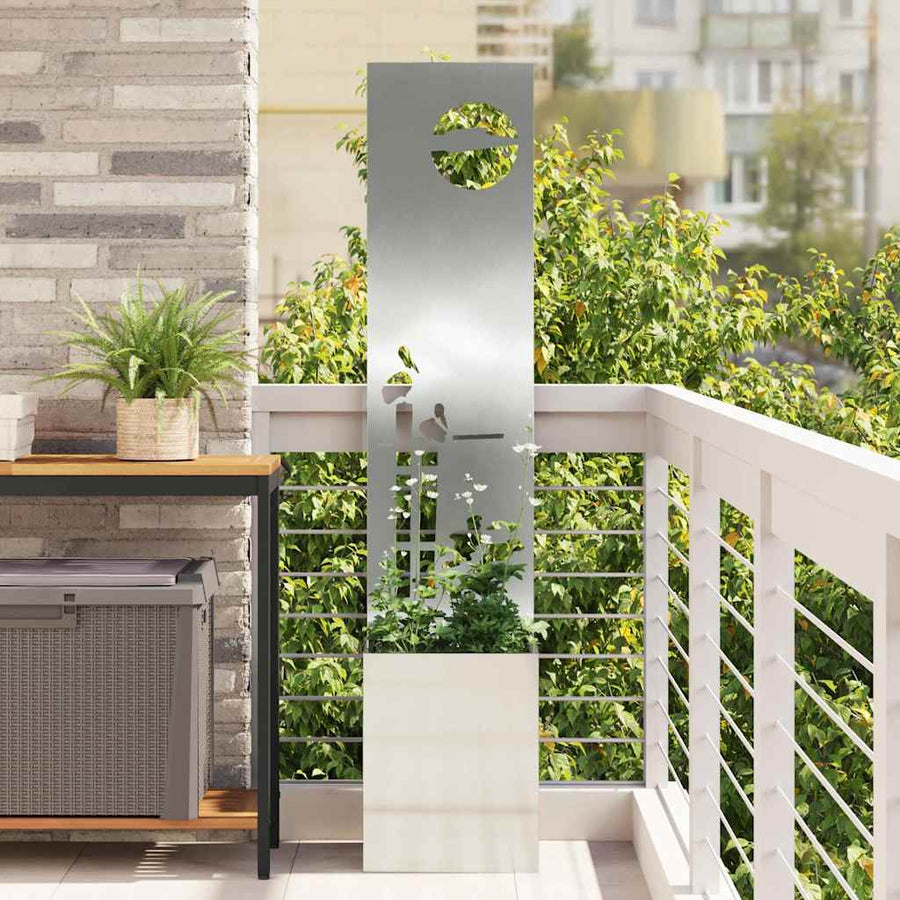 Tuinplant met Decoratief Paneel Zilver 32 x 140 cm