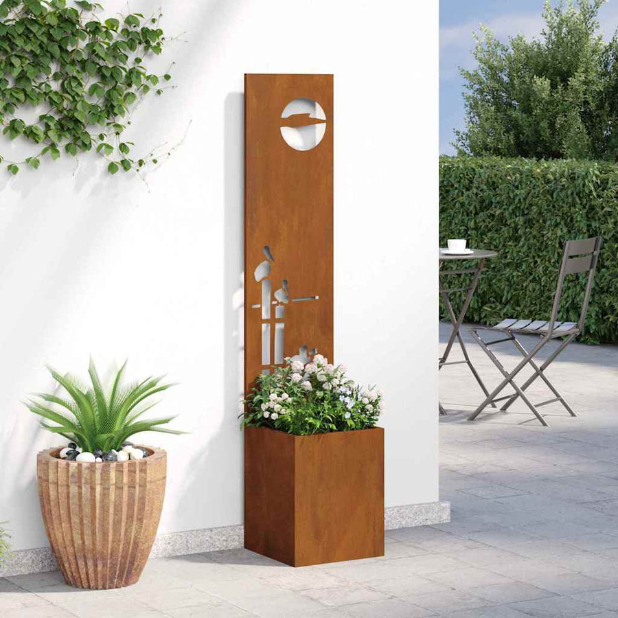 Tuinplant met Decoratief Paneel Roestig 32 x 140 cm Cortenstaal