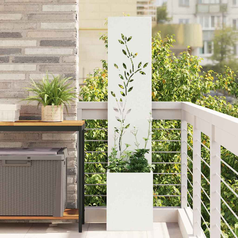 Tuin Privacy Screen Wit 32 x 32 x 150 cm Koudgewalst staal