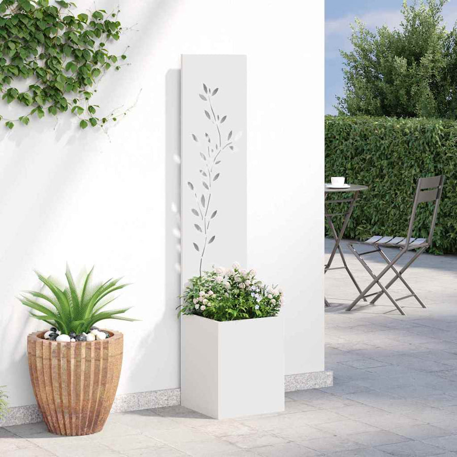 Tuin Privacy Screen Wit 32 x 32 x 150 cm Koudgewalst staal