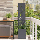 Garden Privacy Screen Flowers Anthracite 32 x 32 x 150 cm