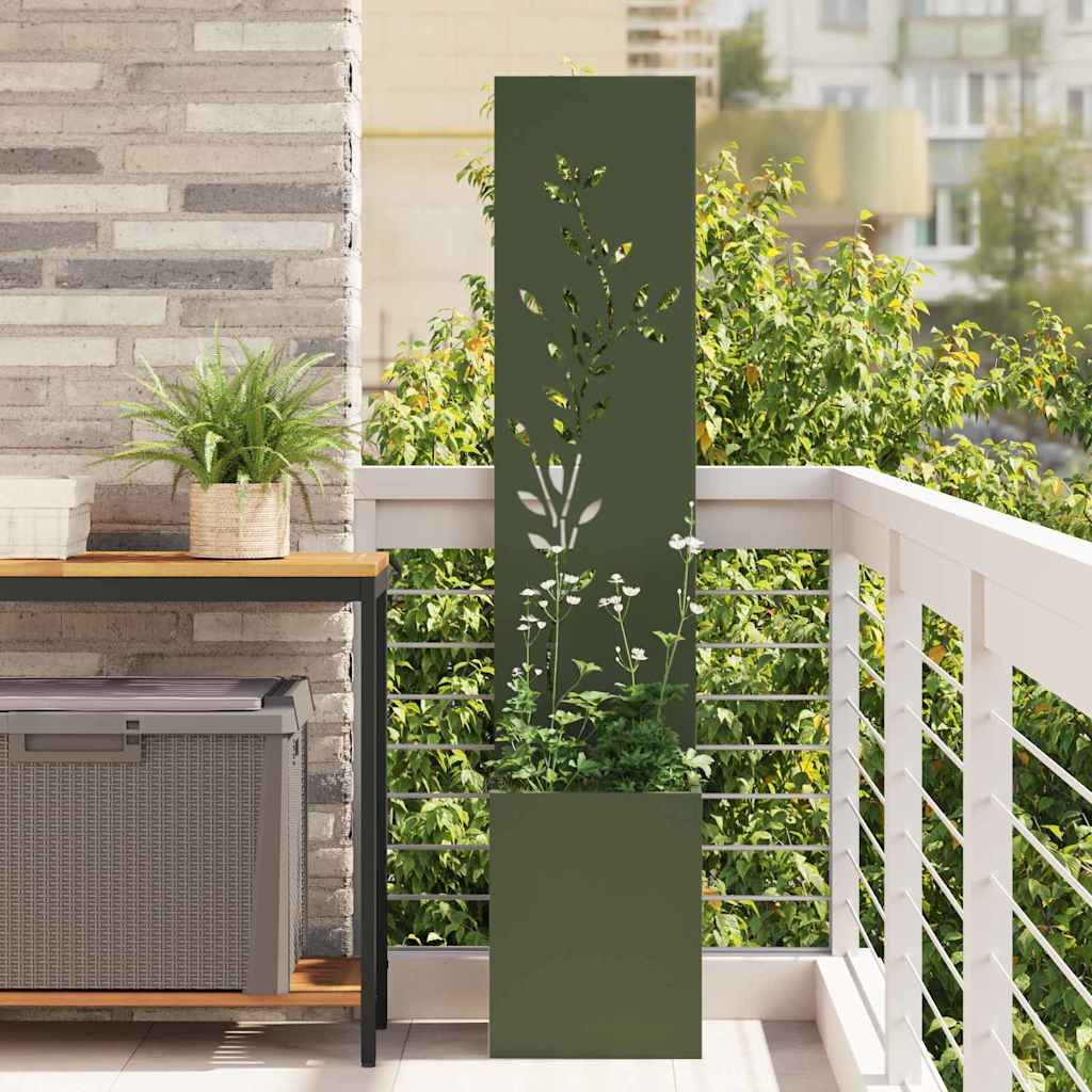 Tuin Privacy Screen Bloemen Olijfgroen 32 x 32 x 150 cm