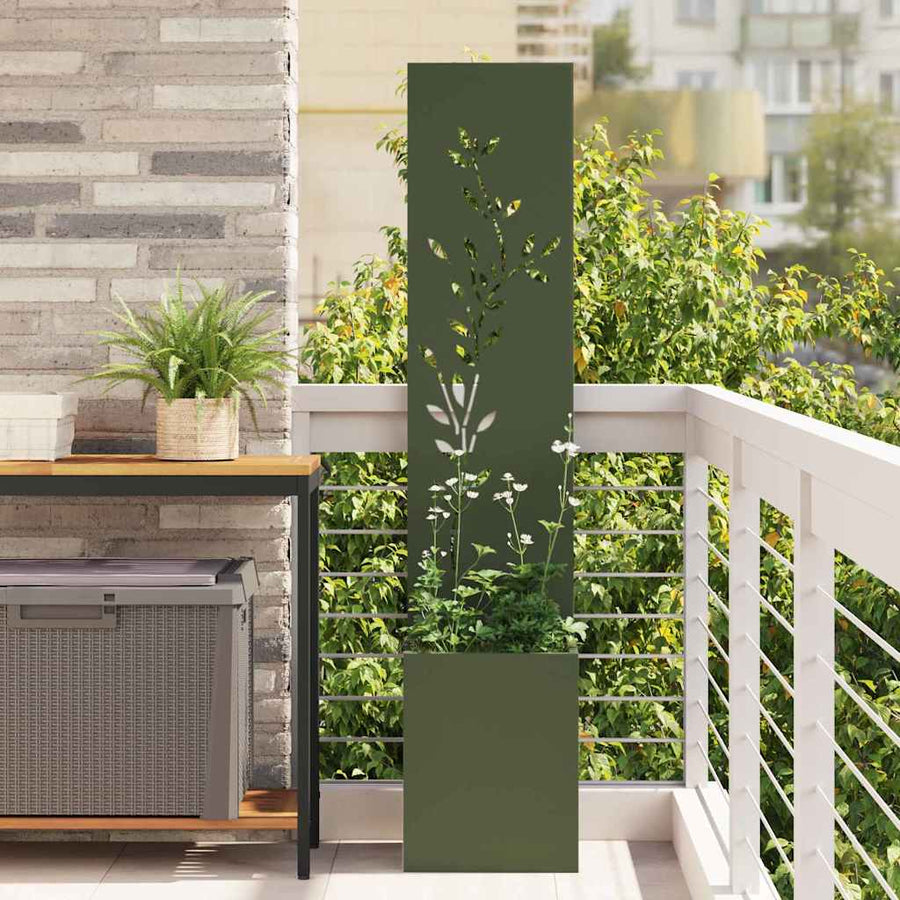 Tuin Privacy Screen Bloemen Olijfgroen 32 x 32 x 150 cm