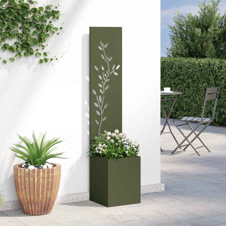 Tuin Privacy Screen Bloemen Olijfgroen 32 x 32 x 150 cm