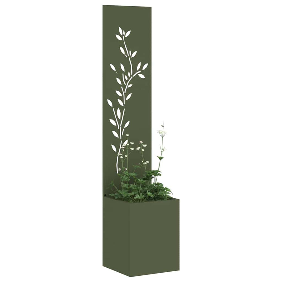 Tuin Privacy Screen Bloemen Olijfgroen 32 x 32 x 150 cm