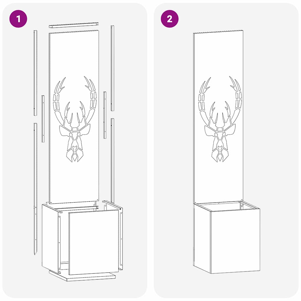 Tuin Privacy Screen Zwart 32 x 32 x 150 cm Koudgewalst staal