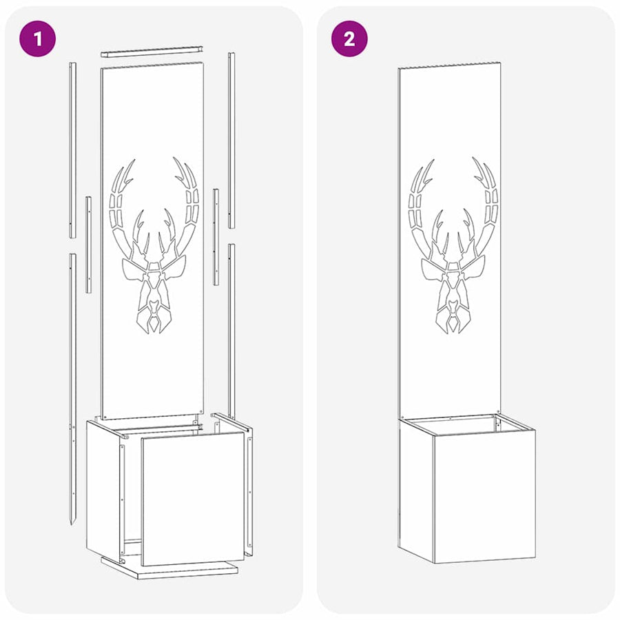 Tuin Privacy Screen Wit 32 x 32 x 150 cm Koudgewalst staal