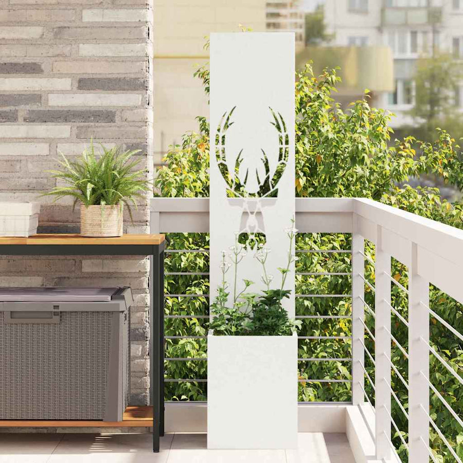 Tuin Privacy Screen Wit 32 x 32 x 150 cm Koudgewalst staal