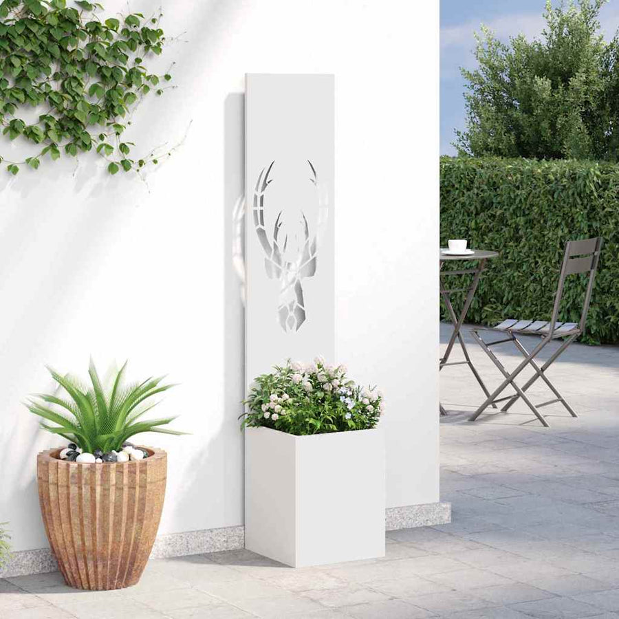 Tuin Privacy Screen Wit 32 x 32 x 150 cm Koudgewalst staal