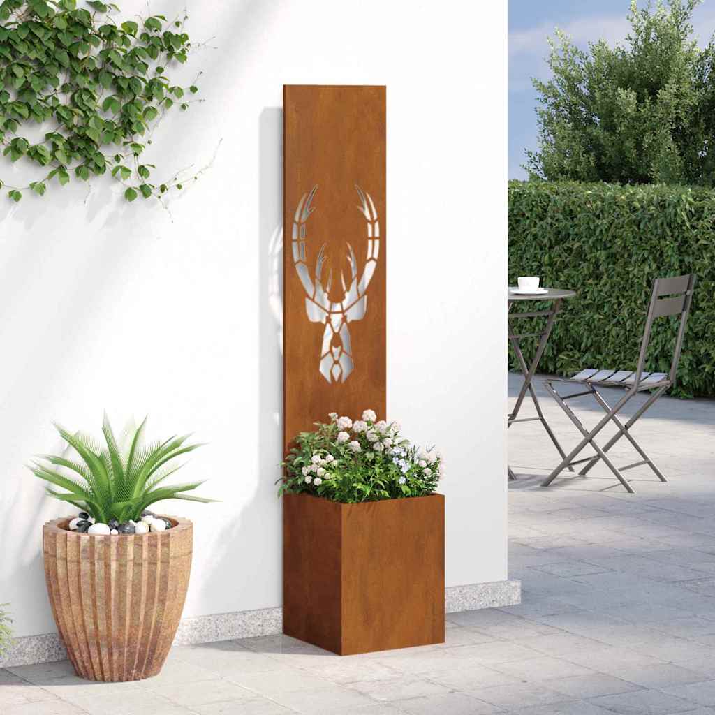 Tuinplant met Decoratief Paneel Roestig 32 x 140 cm Cortenstaal