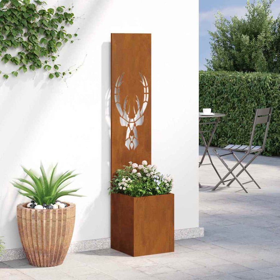 Tuinplant met Decoratief Paneel Roestig 32 x 140 cm Cortenstaal