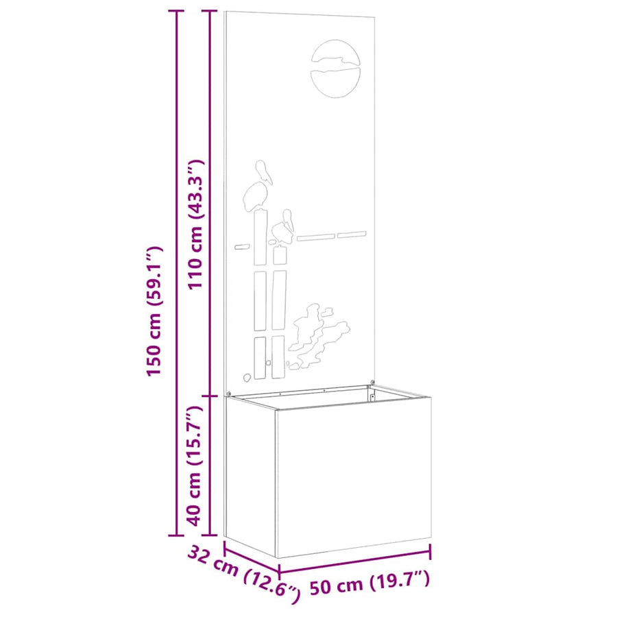 Tuinplant met Decoratief Paneel Antraciet 50 x 140 cm