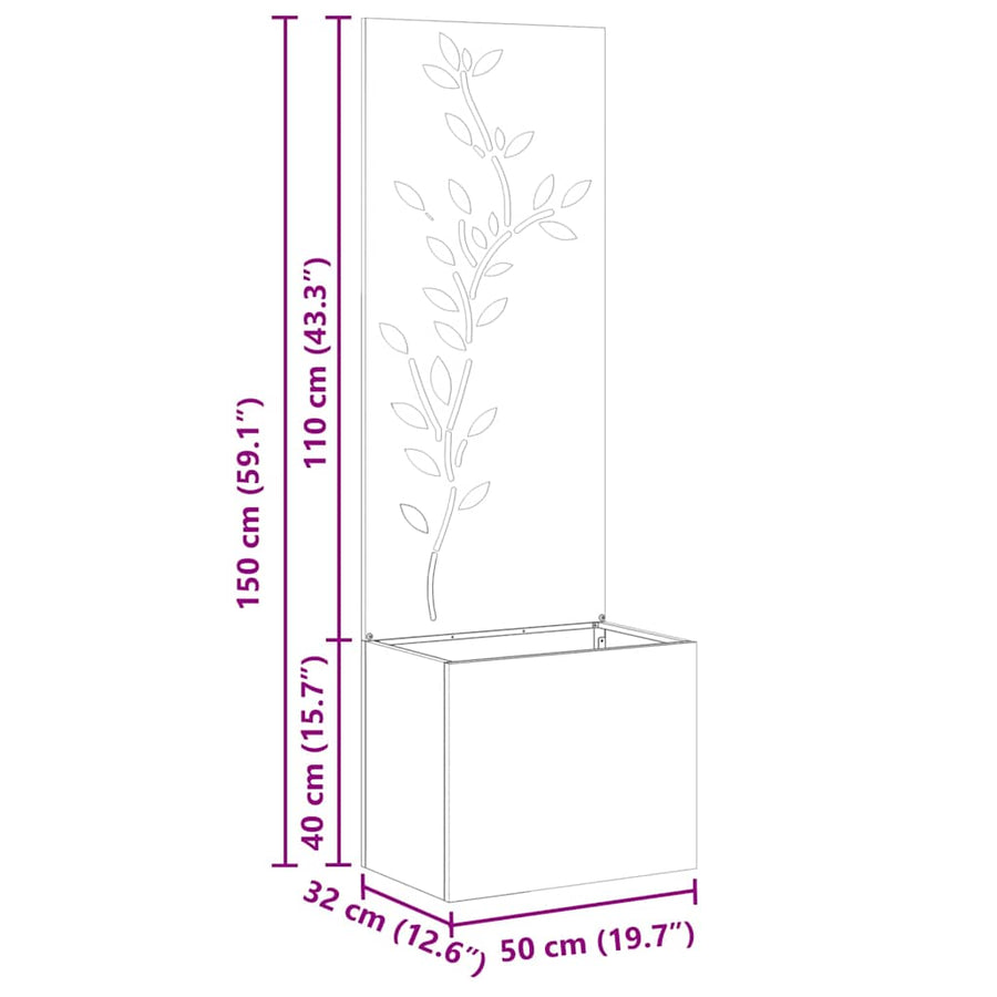 Tuin Privacy Screen Bloemen Zilver 50 x 32 x 150 cm